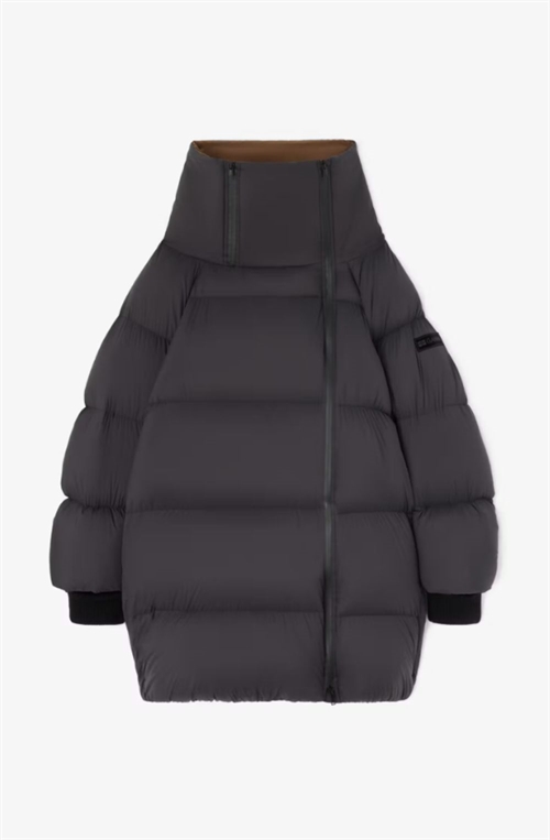 GANNI A1130019 FUTURE NYLON QUILT MAXI PUFFER PHANTOM